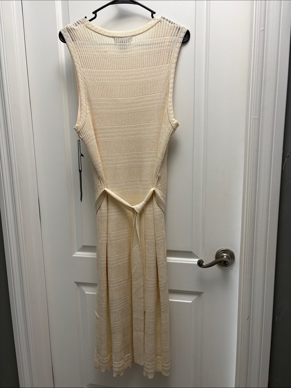 NWT Rachel Zoe Cream Knit Sleeveless Midi Dress with Waist Tie XL - Picture 7 of 8